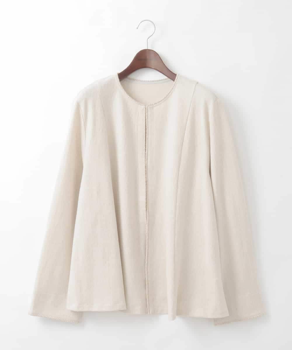 PJKCD09570 CHRISTIAN AUJARD Lサイズ(クリスチャン・オジャール Lサイズ) 【大きいサイズ/セットアップ対応】ラメジャージー羽織り アイボリー