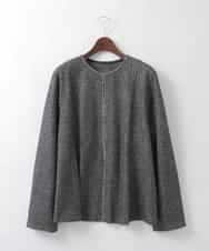 PJKCD09570 CHRISTIAN AUJARD Lサイズ(クリスチャン・オジャール Lサイズ) 【大きいサイズ/セットアップ対応】ラメジャージー羽織り ブラック