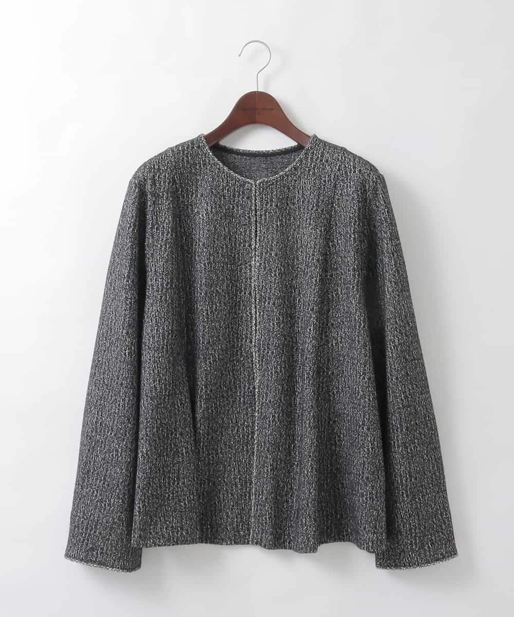 PJKCD09570 CHRISTIAN AUJARD Lサイズ(クリスチャン・オジャール Lサイズ) 【大きいサイズ/セットアップ対応】ラメジャージー羽織り ブラック