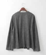 PJKCD09570 CHRISTIAN AUJARD Lサイズ(クリスチャン・オジャール Lサイズ) 【大きいサイズ/セットアップ対応】ラメジャージー羽織り ブラック