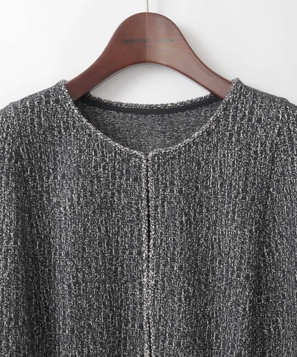 PJKCD09570 CHRISTIAN AUJARD Lサイズ(クリスチャン・オジャール Lサイズ) 【大きいサイズ/セットアップ対応】ラメジャージー羽織り ブラック