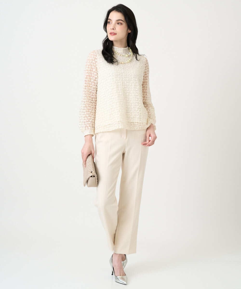 PJKEE05320 CHRISTIAN AUJARD Lサイズ(クリスチャン・オジャール Lサイズ) 【大きいサイズ】フラワーチュールレースカットソー アイボリー