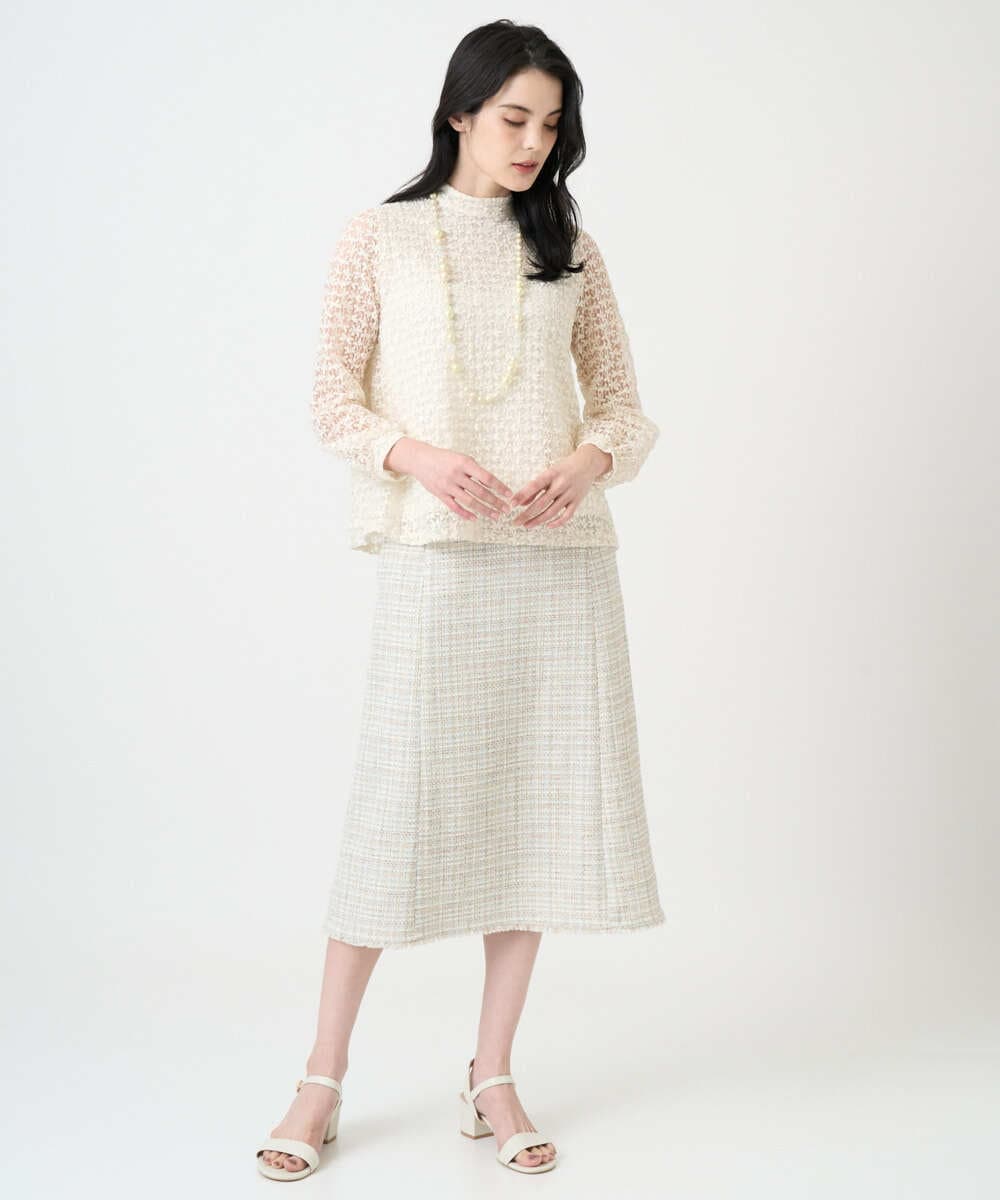 PJKEE05320 CHRISTIAN AUJARD Lサイズ(クリスチャン・オジャール Lサイズ) 【大きいサイズ】フラワーチュールレースカットソー アイボリー