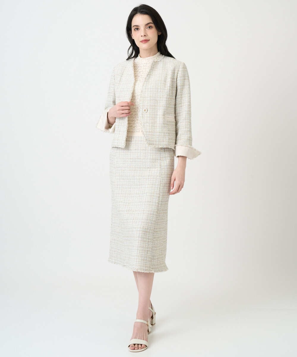 PJKEE05320 CHRISTIAN AUJARD Lサイズ(クリスチャン・オジャール Lサイズ) 【大きいサイズ】フラワーチュールレースカットソー アイボリー