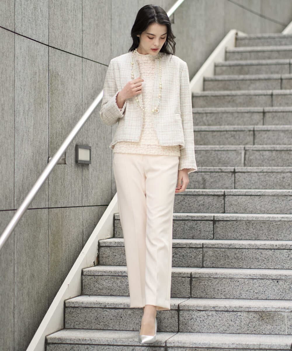 PJKEE05320 CHRISTIAN AUJARD Lサイズ(クリスチャン・オジャール Lサイズ) 【大きいサイズ】フラワーチュールレースカットソー アイボリー