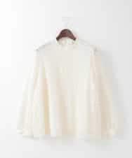 PJKEE05320 CHRISTIAN AUJARD Lサイズ(クリスチャン・オジャール Lサイズ) 【大きいサイズ】フラワーチュールレースカットソー アイボリー