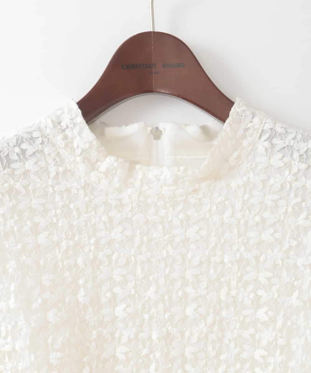 PJKEE05320 CHRISTIAN AUJARD Lサイズ(クリスチャン・オジャール Lサイズ) 【大きいサイズ】フラワーチュールレースカットソー アイボリー