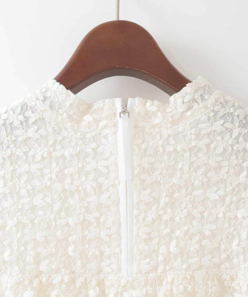 PJKEE05320 CHRISTIAN AUJARD Lサイズ(クリスチャン・オジャール Lサイズ) 【大きいサイズ】フラワーチュールレースカットソー アイボリー