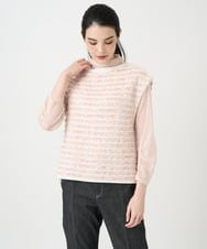 PJKEE17210 CHRISTIAN AUJARD Lサイズ(クリスチャン・オジャール Lサイズ) 【大きいサイズ】長袖ラメチュールカットソー ピンク