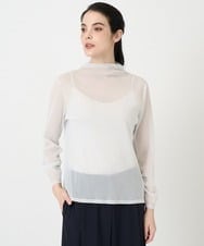 PJKEE17210 CHRISTIAN AUJARD Lサイズ(クリスチャン・オジャール Lサイズ) 【大きいサイズ】長袖ラメチュールカットソー ライトグレー