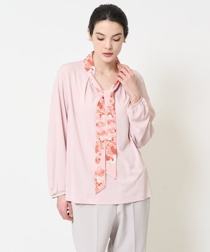 PJKEV30360  【大きいサイズ】プリントボウタイカットソー