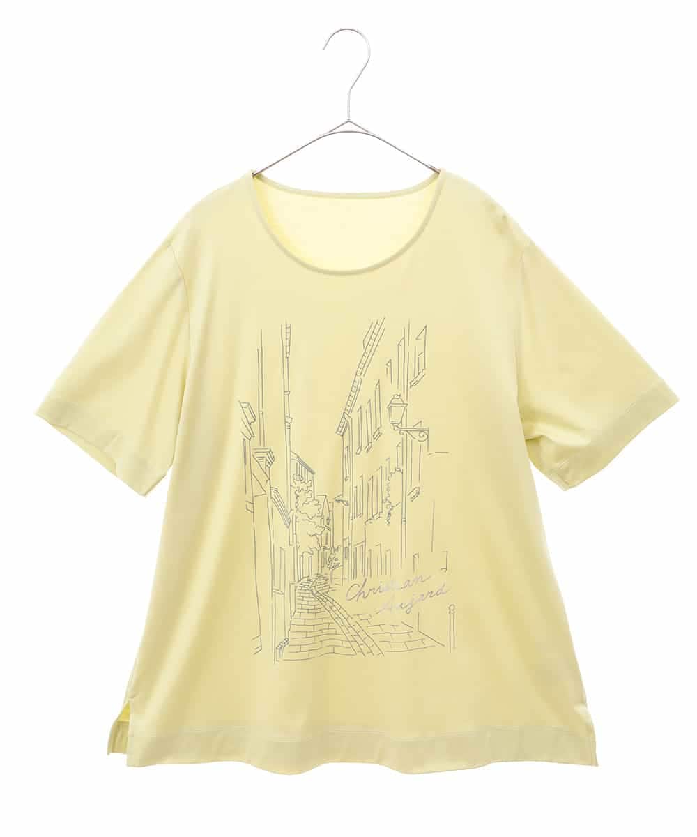 PJKGA47230 CHRISTIAN AUJARD Lサイズ(クリスチャン・オジャール Lサイズ)  PARIS風景プリントTシャツ グリーン