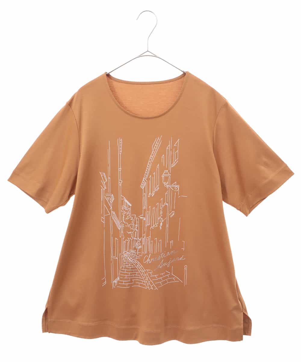 PJKGA47230 CHRISTIAN AUJARD Lサイズ(クリスチャン・オジャール Lサイズ)  PARIS風景プリントTシャツ レンガ