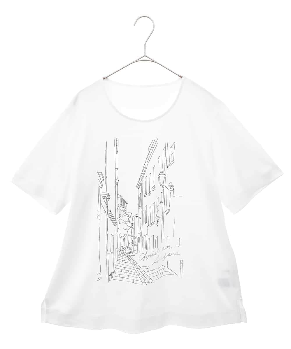 PJKGA47230 CHRISTIAN AUJARD Lサイズ(クリスチャン・オジャール Lサイズ)  PARIS風景プリントTシャツ ホワイト