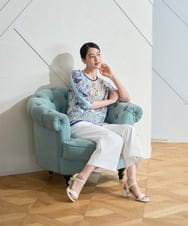 PJKGD26330 CHRISTIAN AUJARD Lサイズ(クリスチャン・オジャール Lサイズ) 【大きいサイズ】マリンブルーペーズリーカットソー ブルー系