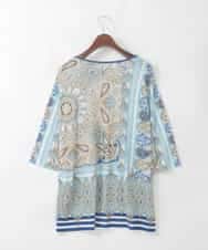 PJKGD26330 CHRISTIAN AUJARD Lサイズ(クリスチャン・オジャール Lサイズ) 【大きいサイズ】マリンブルーペーズリーカットソー ブルー系