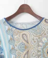 PJKGD26330 CHRISTIAN AUJARD Lサイズ(クリスチャン・オジャール Lサイズ) 【大きいサイズ】マリンブルーペーズリーカットソー ブルー系