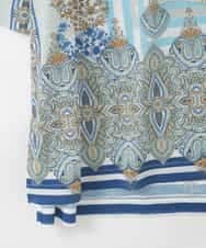 PJKGD26330 CHRISTIAN AUJARD Lサイズ(クリスチャン・オジャール Lサイズ) 【大きいサイズ】マリンブルーペーズリーカットソー ブルー系