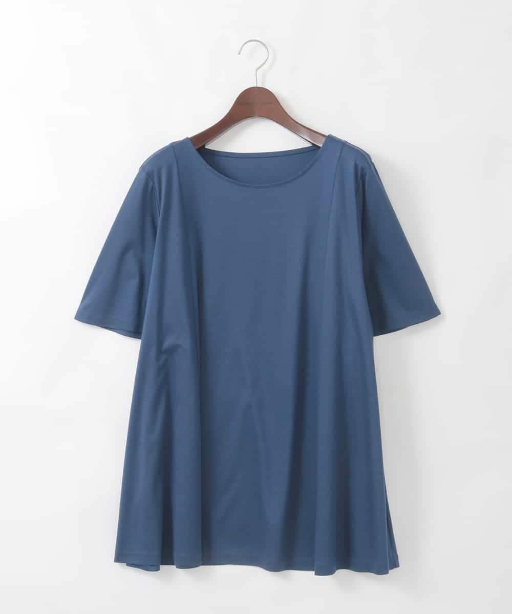 PJKGD28240 CHRISTIAN AUJARD Lサイズ(クリスチャン・オジャール Lサイズ) 【大きいサイズ】スムースフレアーカットソー ブルー