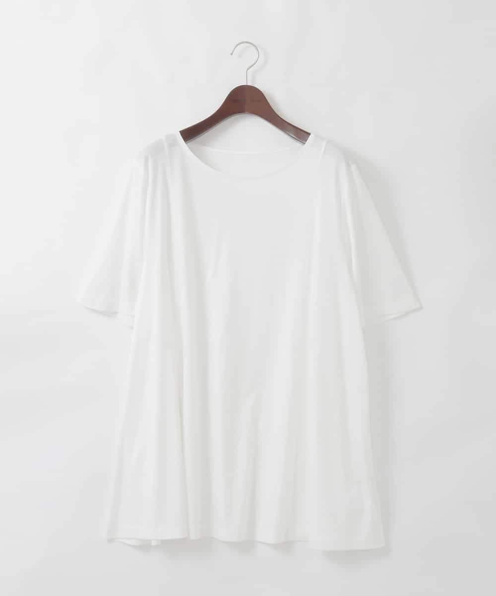 PJKGD28240 CHRISTIAN AUJARD Lサイズ(クリスチャン・オジャール Lサイズ) 【大きいサイズ】スムースフレアーカットソー ホワイト