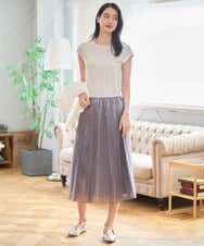 PJKGD29170 CHRISTIAN AUJARD Lサイズ(クリスチャン・オジャール Lサイズ) 【大きいサイズ】ラメフライスカットソー ライトグレー