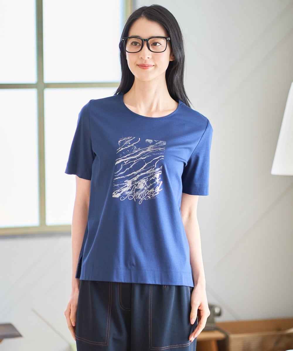 PJKGD43210 CHRISTIAN AUJARD Lサイズ(クリスチャン・オジャール Lサイズ) 【大きいサイズ/接触冷感】ドライコットンカットソー ネイビー