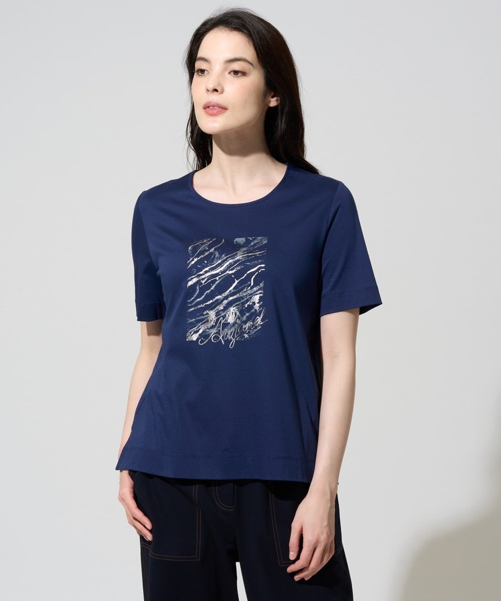 PJKGD43210 CHRISTIAN AUJARD Lサイズ(クリスチャン・オジャール Lサイズ) 【大きいサイズ/接触冷感】ドライコットンカットソー ネイビー