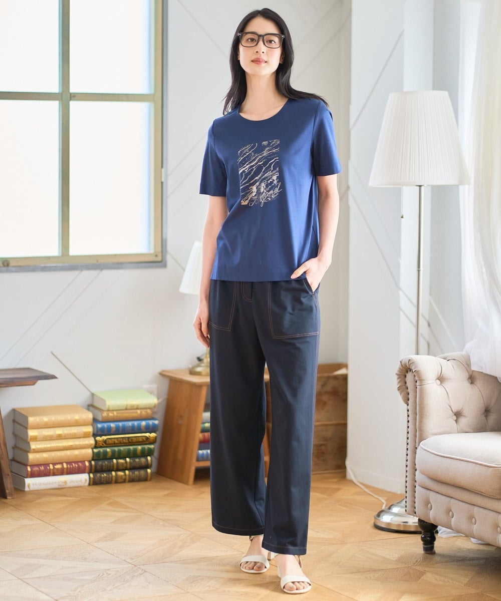 PJKGD43210 CHRISTIAN AUJARD Lサイズ(クリスチャン・オジャール Lサイズ) 【大きいサイズ/接触冷感】ドライコットンカットソー ネイビー