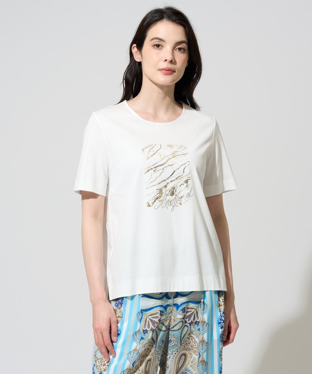 PJKGD43210 CHRISTIAN AUJARD Lサイズ(クリスチャン・オジャール Lサイズ) 【大きいサイズ/接触冷感】ドライコットンカットソー ホワイト