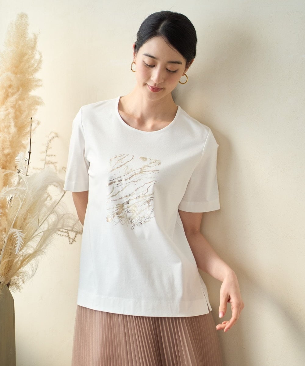 PJKGD43210 CHRISTIAN AUJARD Lサイズ(クリスチャン・オジャール Lサイズ) 【大きいサイズ/接触冷感】ドライコットンカットソー ホワイト