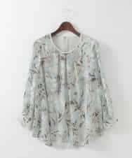 PJKGE02390 CHRISTIAN AUJARD Lサイズ(クリスチャン・オジャール Lサイズ) 【大きいサイズ】［セットアップ対応］フラワープリントシアーカットソー グリーン系