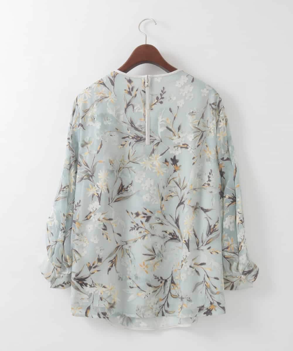 PJKGE02390 CHRISTIAN AUJARD Lサイズ(クリスチャン・オジャール Lサイズ) 【大きいサイズ】［セットアップ対応］フラワープリントシアーカットソー グリーン系