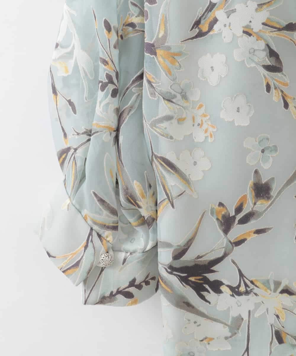 PJKGE02390 CHRISTIAN AUJARD Lサイズ(クリスチャン・オジャール Lサイズ) 【大きいサイズ】［セットアップ対応］フラワープリントシアーカットソー グリーン系