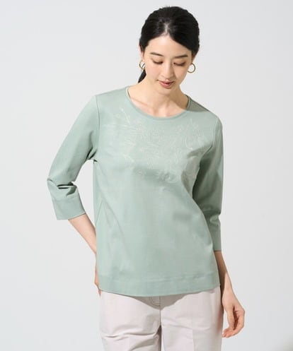 PJKGE12230 CHRISTIAN AUJARD Lサイズ 【大きいサイズ】フラワー刺繍カットソー