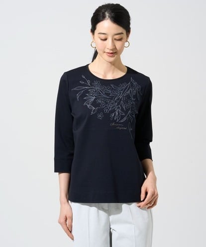 PJKGE12230 CHRISTIAN AUJARD Lサイズ 【大きいサイズ】フラワー刺繍カットソー