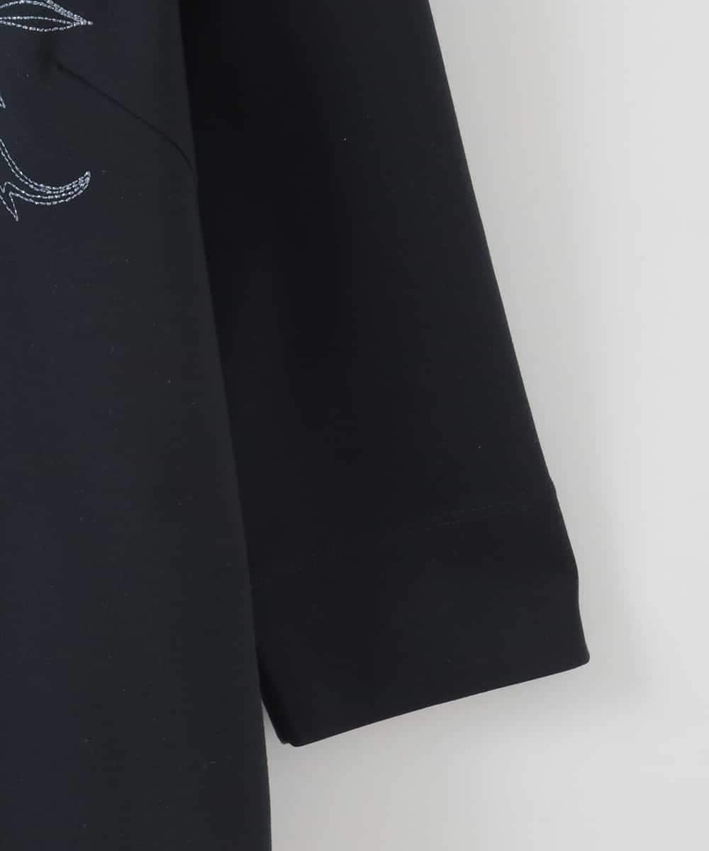 PJKGE12230 CHRISTIAN AUJARD Lサイズ(クリスチャン・オジャール Lサイズ) 【大きいサイズ】フラワー刺繍カットソー ネイビー