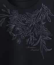 PJKGE12230 CHRISTIAN AUJARD Lサイズ(クリスチャン・オジャール Lサイズ) 【大きいサイズ】フラワー刺繍カットソー ネイビー