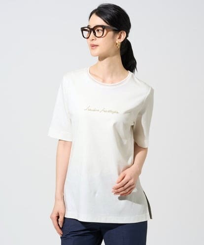 PJKGE13260 CHRISTIAN AUJARD Lサイズ 【大きいサイズ】ビジューロゴカットソー