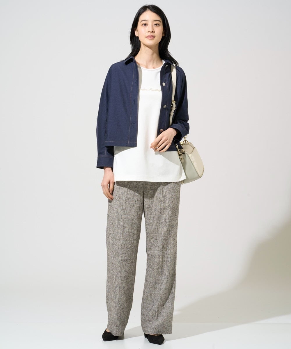 PJKGE13260 CHRISTIAN AUJARD Lサイズ(クリスチャン・オジャール Lサイズ) 【大きいサイズ】ビジューロゴカットソー アイボリー