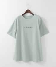 PJKGE13260 CHRISTIAN AUJARD Lサイズ(クリスチャン・オジャール Lサイズ) 【大きいサイズ】ビジューロゴカットソー グリーン