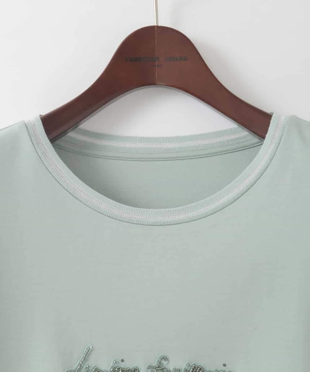 PJKGE13260 CHRISTIAN AUJARD Lサイズ(クリスチャン・オジャール Lサイズ) 【大きいサイズ】ビジューロゴカットソー グリーン