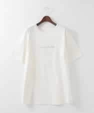 PJKGE13260 CHRISTIAN AUJARD Lサイズ(クリスチャン・オジャール Lサイズ) 【大きいサイズ】ビジューロゴカットソー アイボリー