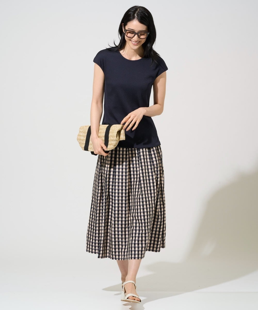 PJKGF21170 CHRISTIAN AUJARD Lサイズ(クリスチャン・オジャール Lサイズ) 【大きいサイズ】フレンチスリーブリブカットソー ネイビー