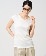 PJKGF21170 CHRISTIAN AUJARD Lサイズ(クリスチャン・オジャール Lサイズ) 【大きいサイズ】フレンチスリーブリブカットソー ホワイト