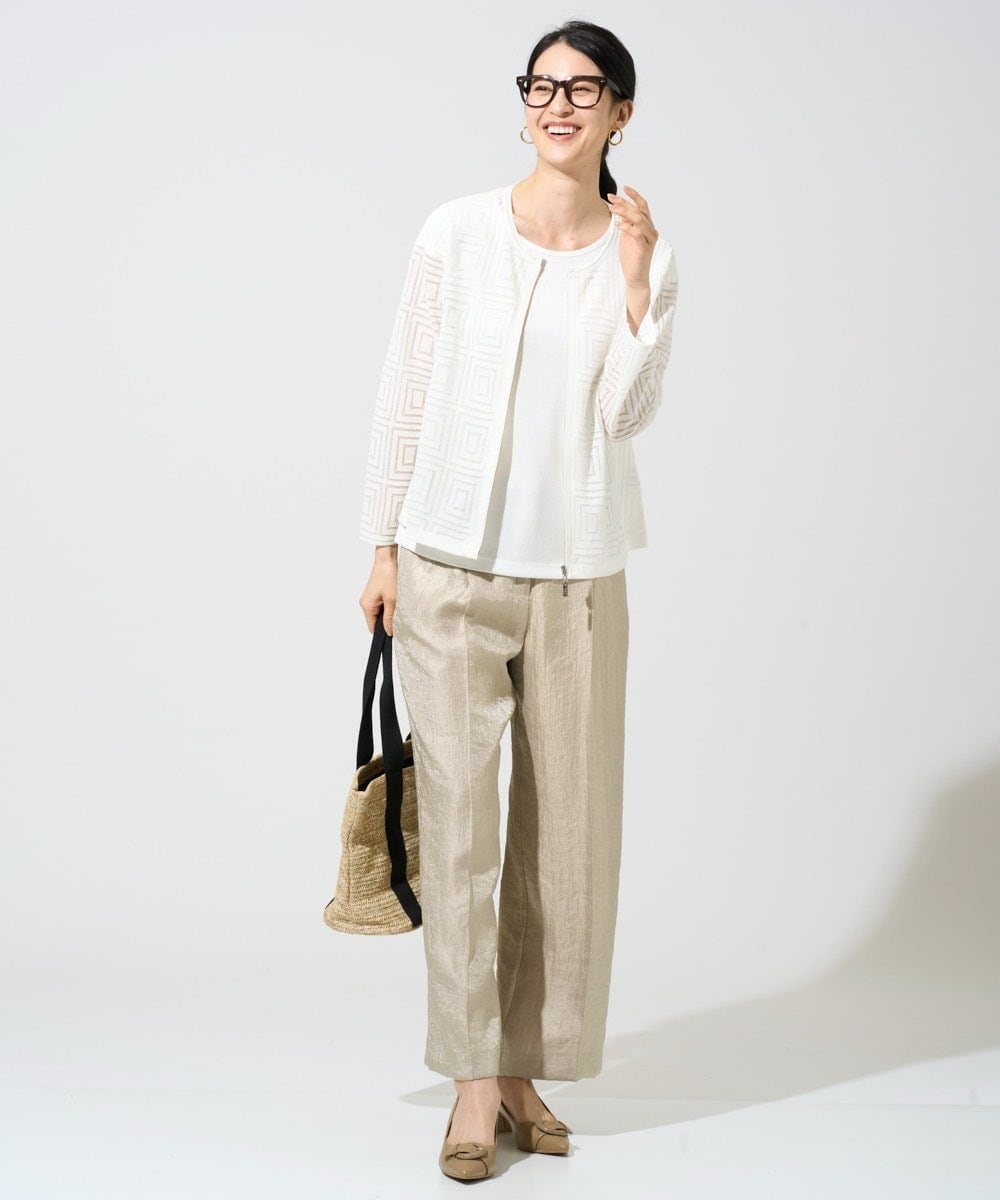 PJKGF21170 CHRISTIAN AUJARD Lサイズ(クリスチャン・オジャール Lサイズ) 【大きいサイズ】フレンチスリーブリブカットソー ホワイト