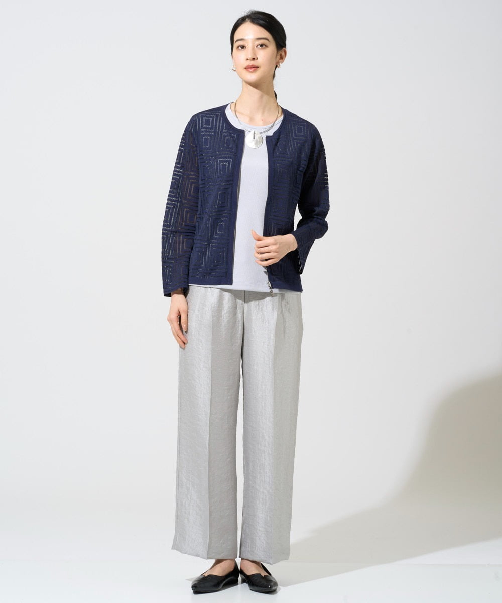 PJKGF21170 CHRISTIAN AUJARD Lサイズ(クリスチャン・オジャール Lサイズ) 【大きいサイズ】フレンチスリーブリブカットソー ライトグレー