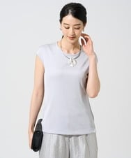 PJKGF21170 CHRISTIAN AUJARD Lサイズ(クリスチャン・オジャール Lサイズ) 【大きいサイズ】フレンチスリーブリブカットソー ライトグレー