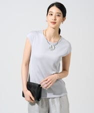 PJKGF21170 CHRISTIAN AUJARD Lサイズ(クリスチャン・オジャール Lサイズ) 【大きいサイズ】フレンチスリーブリブカットソー ライトグレー