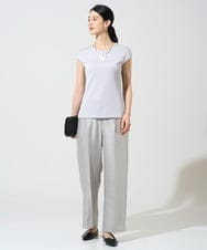 PJKGF21170 CHRISTIAN AUJARD Lサイズ(クリスチャン・オジャール Lサイズ) 【大きいサイズ】フレンチスリーブリブカットソー ライトグレー