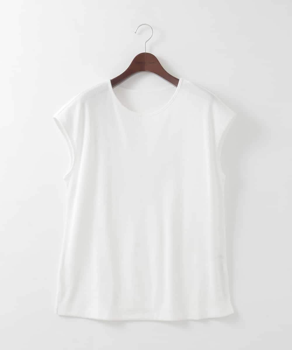 PJKGF21170 CHRISTIAN AUJARD Lサイズ(クリスチャン・オジャール Lサイズ) 【大きいサイズ】フレンチスリーブリブカットソー ホワイト